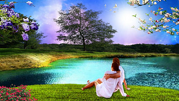 ~*~ Romance At The Lake ~*~, , romantic couple, love, landscape, nature, romance, lake HD wallpaper