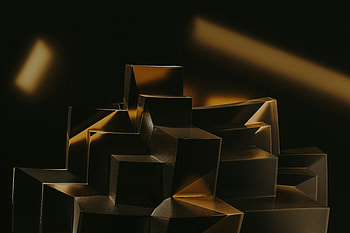 Black And Gold Abstract Cubes, abstract, gold, cubes, artist, artwork, digital-art HD wallpaper