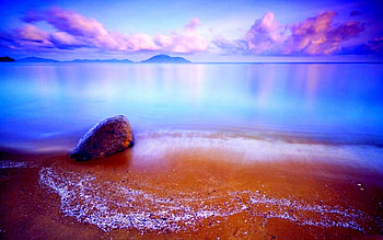 BEAUTIFUL HORIZON, colrs, clouds, stone, sky, lake, beach HD wallpaper