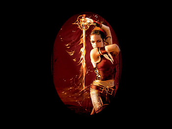 Flame Blade, sword, fantasy, flame, blade, female HD wallpaper