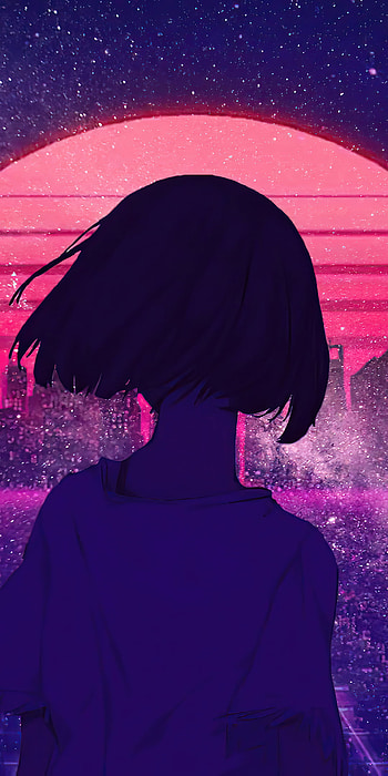 Retrowave Sunset — Synthwave Anime Girl, retrowave, synthwave, Anime, girl, anime girl HD phone wallpaper