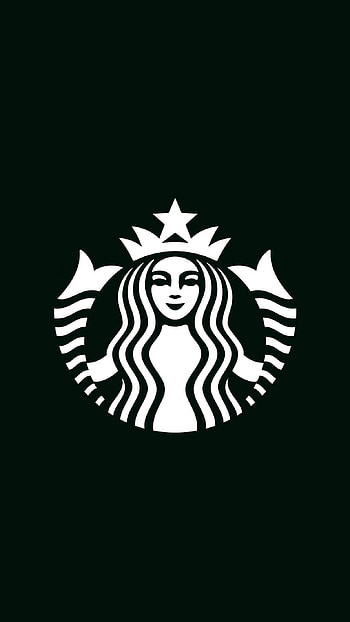 Dark illustration art of Starbucks logo, Breathtaking visuals, Black and white theme, Starbucks charm HD phone wallpaper