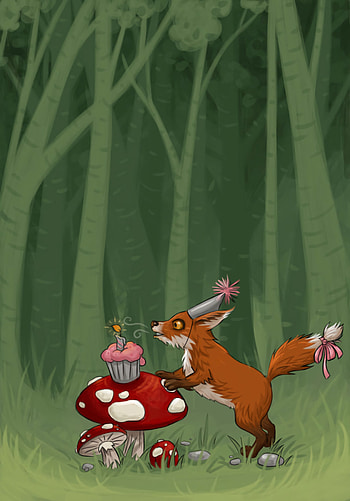 Art, Mashrooms, Fox, Cake, Birtay HD phone wallpaper