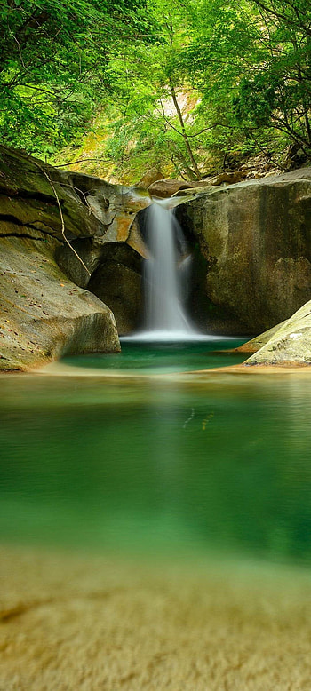 Beautiful waterfall, Nature's marvel, Stunning view, Tranquil scene HD phone wallpaper
