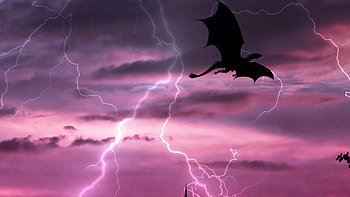 Dragon In Sky Lightning , dragon, sky, artist, artwork, digital-art, lightning HD wallpaper