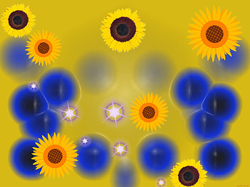 SUNFLOWERS, blue, glitters, yellow HD wallpaper