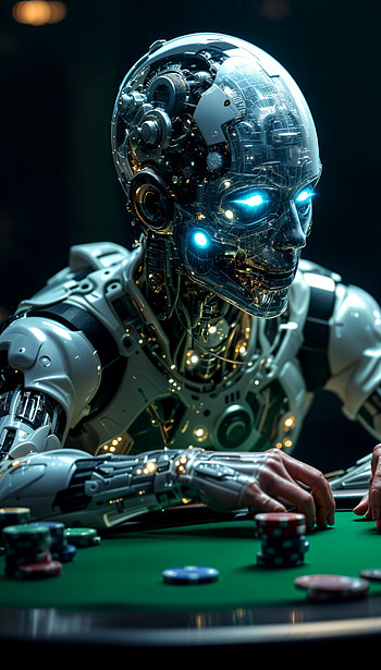 Futuristic Poker Robot – High-Tech Card Game Vibes, cyborg, artificial intelligence, futuristic HD phone wallpaper