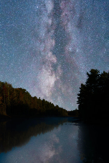 Nature, Rivers, Trees, Night, Reflection, Starry Sky HD phone wallpaper
