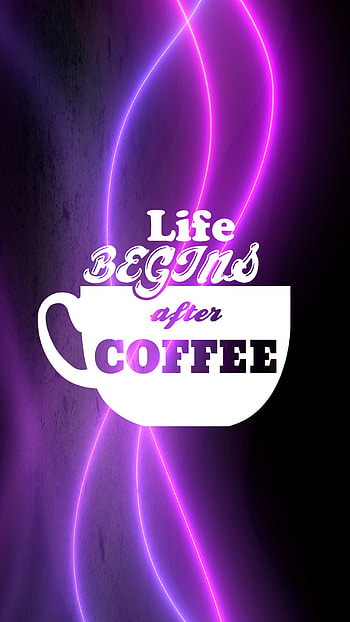 Life Begins After Coff, crescent, neon, coffee HD phone wallpaper