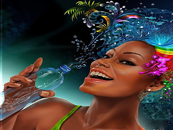 BUBBLE GIRL, flower, girl, bubble, water, bottle HD wallpaper
