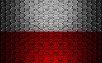 Poland flag, 3d hexagons texture, Poland, 3d texture, Poland 3d flag, metal texture, flag of Poland HD wallpaper