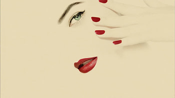 Red, fingernails, lipstick, green, eyes, lips HD wallpaper
