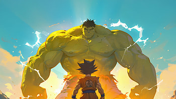 Goku Vs Hulk, goku, hulk, dragon-ball-super, dragon-ball, anime, ai, artwork, digital-art, artist, deviantart HD wallpaper
