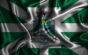 Foz do Iguacu flag, , silk wavy flags, brazilian cities, Day of Foz do Iguacu, Flag of Foz do Iguacu, fabric flags, 3D art, Foz do Iguacu, cities of Brazil, Foz do Iguacu 3D flag HD wallpaper