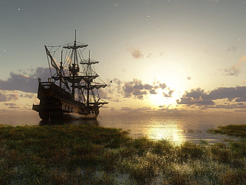 Nature, Grass, Sky, Stars, Stranded, Shallow, Ship HD wallpaper