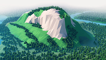 Mountains Trees Forest 3d Minimalism, mountains, forest, trees, minimalism, 3d HD wallpaper