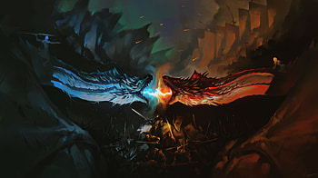 Game of thrones, tv series, dragons' fight, fan art HD wallpaper