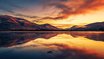 The Awesome Loch Awe, Scotland, hills, highlands, clouds, sky, water, sunset, reflections HD wallpaper