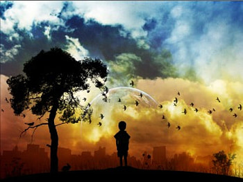 As the Leaves Blow, leaves, clouds, figure, sky, silhouette, tree HD wallpaper