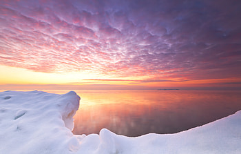 Sunset, clouds, sky, glacier, Iceland HD wallpaper