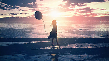 Being Alone Is Peaceful, anime-girl, anime, alone, artist, artwork, digital-art, balloon, pixiv HD wallpaper