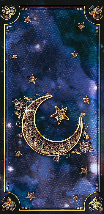 Blue Moon, gold, pretty, celestial, stars HD phone wallpaper