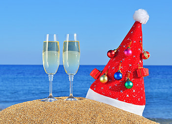 sand beach christmas new year holiday hats hat summer ocean sea sea cups christmas HD wallpaper
