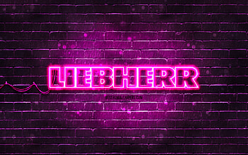 Liebherr purple logo, , purple brickwall, Liebherr logo, brands, Liebherr neon logo, Liebherr HD wallpaper