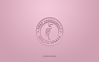 Fort Lauderdale CF, creative 3D logo, pink background, American soccer team, USL League One, Fort Lauderdale, USA, 3d art, soccer, Fort Lauderdale CF 3d logo HD wallpaper