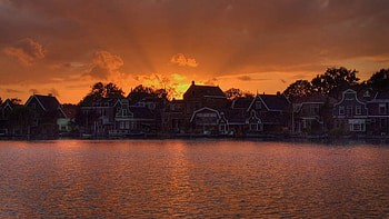 Cities, Houses, Rivers, Sunset, Building, Shine, Light HD wallpaper