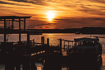 Nature, Rivers, Sunset, Twilight, Dusk, Evening, Wharf, Berth HD wallpaper