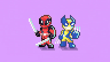 8 Bit Deadpool And Wolverine, deadpool-and-wolverine, deadpool-3, wolverine, deadpool, superheroes, artwork, digital-art, minimalism, artstation HD wallpaper