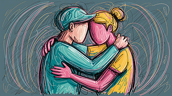 Best Friends Embrace - Vibrant, Best Friends, couple, hug, Abstract, colorful HD wallpaper