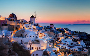 Santorini at sunset, greece, sunsets, , nature, , dusk, santorini HD wallpaper