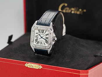 Cartier Santos 100, White gold, Deployment buckle, Vintage design HD wallpaper