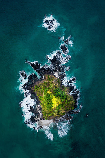 Nature, Waves, View From Above, Coast, Island HD phone wallpaper