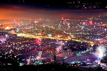 Firework in City , cool, firework in city HD wallpaper