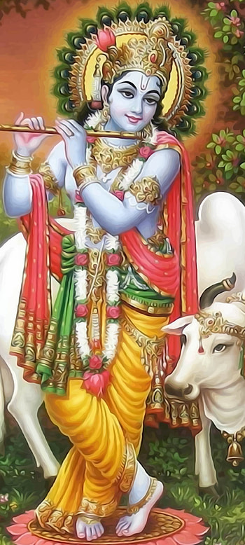 Load Krishna, art, working animal, hindu, God HD phone wallpaper