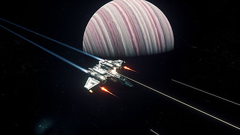 Planet and spacecraft, video game, dark, Star Citizen HD wallpaper