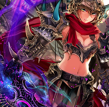 Knight of Souls, blue, glow, top, knight, beauty, lady, female, spirits, sword, girl, beautiful, armor, woman, purple, anime girl, anime, red, silver, souls HD wallpaper