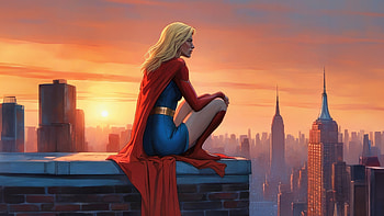 Supergirl Sitting Building Top , supergirl, superheroes, artist, artwork, digital-art, deviantart HD wallpaper