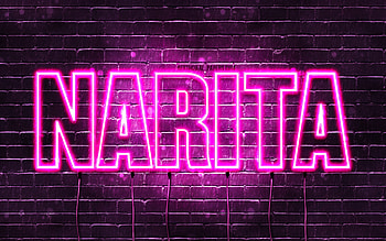 Happy Birtay Narita, , pink neon lights, Narita name, creative, Narita Happy Birtay, Narita Birtay, popular japanese female names, with Narita name, Narita HD wallpaper