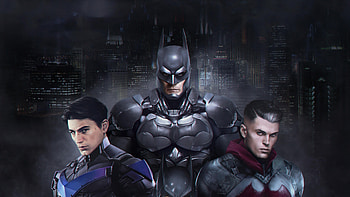 Gothams Bat Family, batman, red-hood, nightwing, deviantart, superheroes, artwork, digital-art HD wallpaper