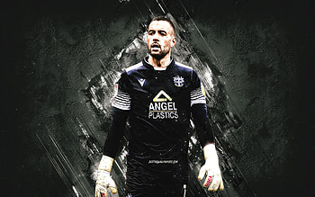 Dean Bouzanis, Sutton United FC, Australian football player, goalkeeper, white stone background, football, grunge art HD wallpaper