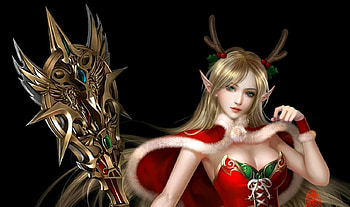 Fantasy girl, revolution, black, frumusete, horns, craciun, girl, beauty, feimo, fantasy, christmas, red, lineage, game HD wallpaper