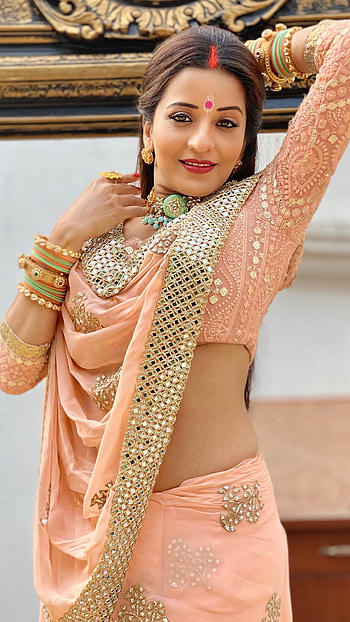 Monalisa, bhojpuri actress, , saree beauty HD phone wallpaper