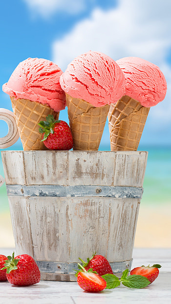 Scrumptious ice cream, Creamy and rich, Vibrant colors, Sweet treat HD phone wallpaper