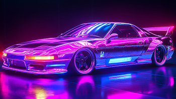 Purple Neon JDM Car, vehicle, neon, car, JDM, purple HD wallpaper