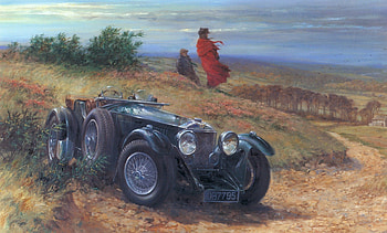 Alan Fearnley art, art, car, people, woman, alan fearnley, wind, painting, field, couple, autumn, child HD wallpaper