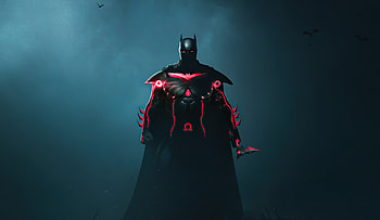 Red glow, batman, art HD wallpaper